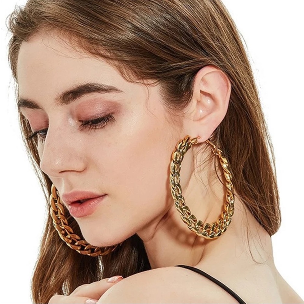 Oversized chain hoop earrings